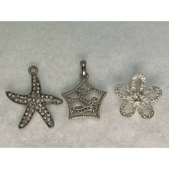 Lot of 3 Silver Tone Rhinestone Pendant Sophia - Picture 1 of 11